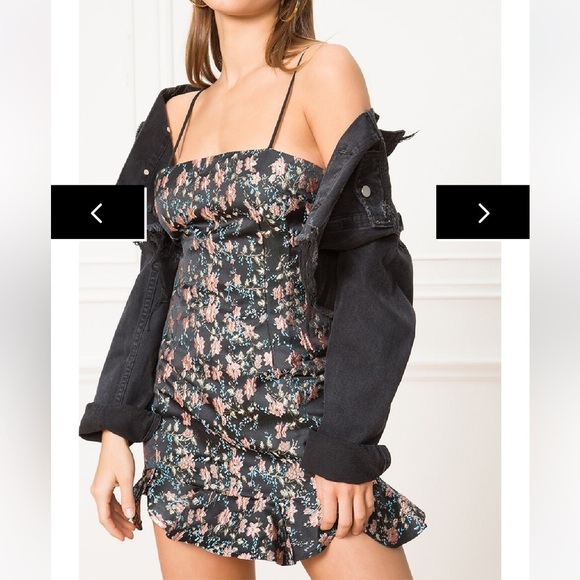 Superdown Macey Mini Dress Pink Floral Embroidered Size XXS Y2K Jacquard - Picture 3 of 11